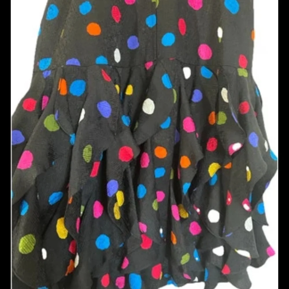 Gillian 100% Silk Vintage 80’s polka dot Ruffle midi Dolman sleeve dress size8 - Picture 8 of 13